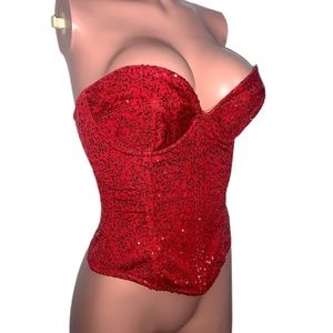 Trashy lingerie Devil Red Sequin costume Corset 32
